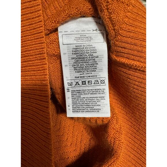 Adidas X Wales Bonner Men's Wool Knit Long Sleeve Shirt V-neck in Orange Size M - Picture 11 of 12